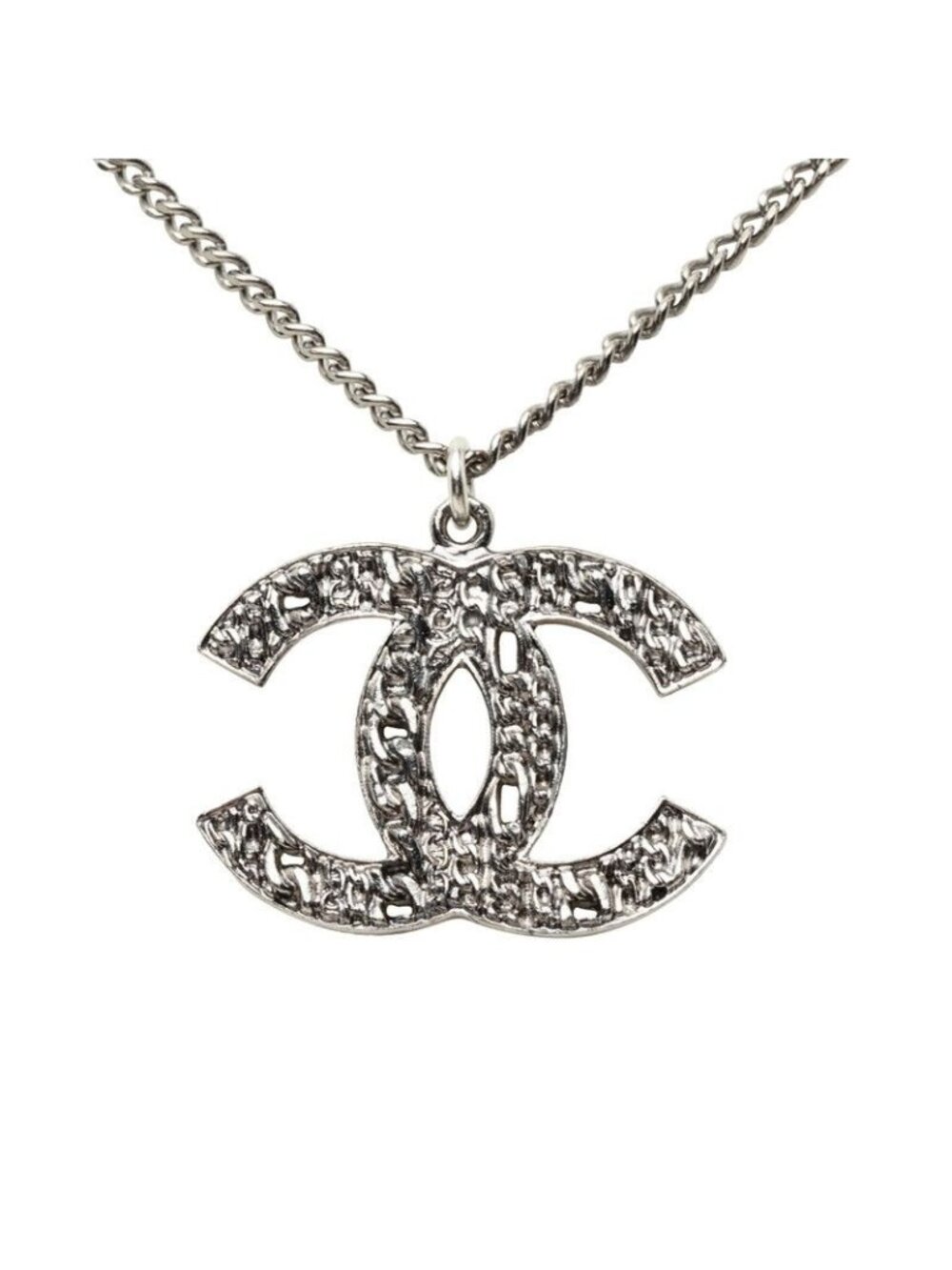 Chanel CC Logo Pendant 14c Silver Metal